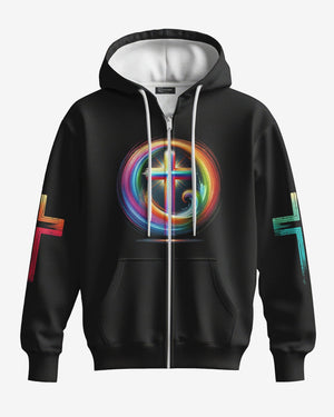 Rooted In Christ Jesus Is Light All Over Print Zip Hoodie