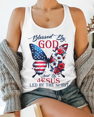 Blessed By God Loved By Jesus All Over Print Racerback Tank Top