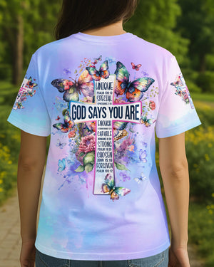 God Says You Are Unique All Over Print T-Shirt