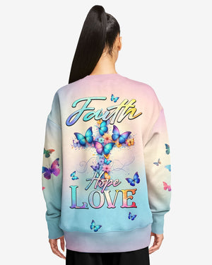 Butterfly Faith Hope Love All Over Print Sweater