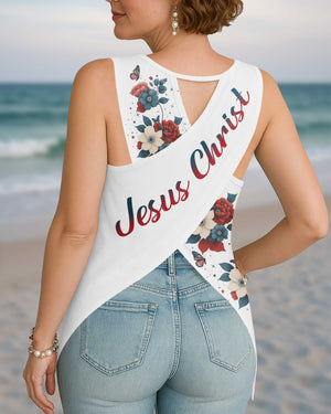 I Can Do All Things Through Christ All Over Print Cut Out Wrap Back Tank Top