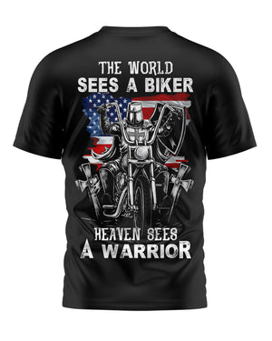 The World Sees A Biker All Over Print T-Shirt