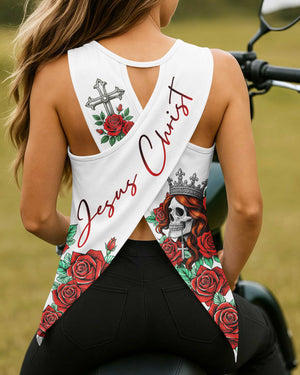 Riding Wild Cut Out Wrap Back Tank Top