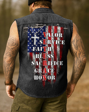 Christian Veteran Sleevesless DenimShirt