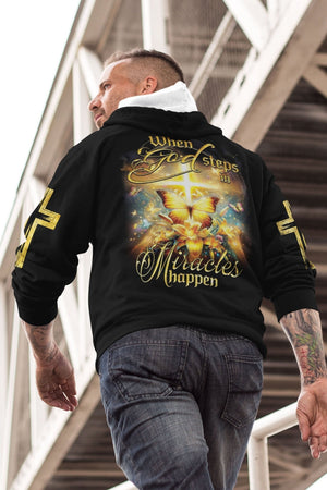 God Steps In Miracles Happen All Over Print Hoodie