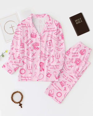 My God Is Bigger Than Cancer Button Pajamas