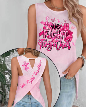 We Fight Together Crop Out Wrap Back Tank Top