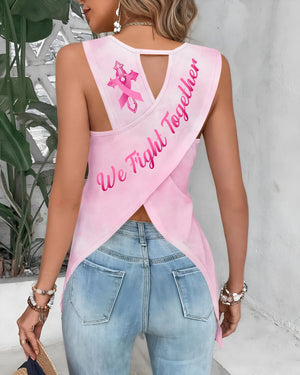 We Fight Together Crop Out Wrap Back Tank Top