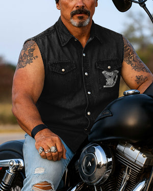 Every Mile A Prayer Sleevesless Denim Shirt