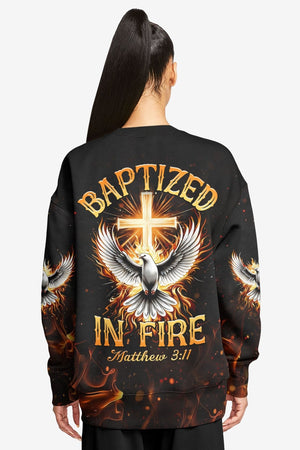Baptized In Fire Matthew 3:11 All Over Print Sweater