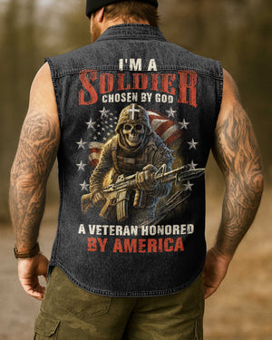 I'm A Soldier Sleevesless Denim Shirt