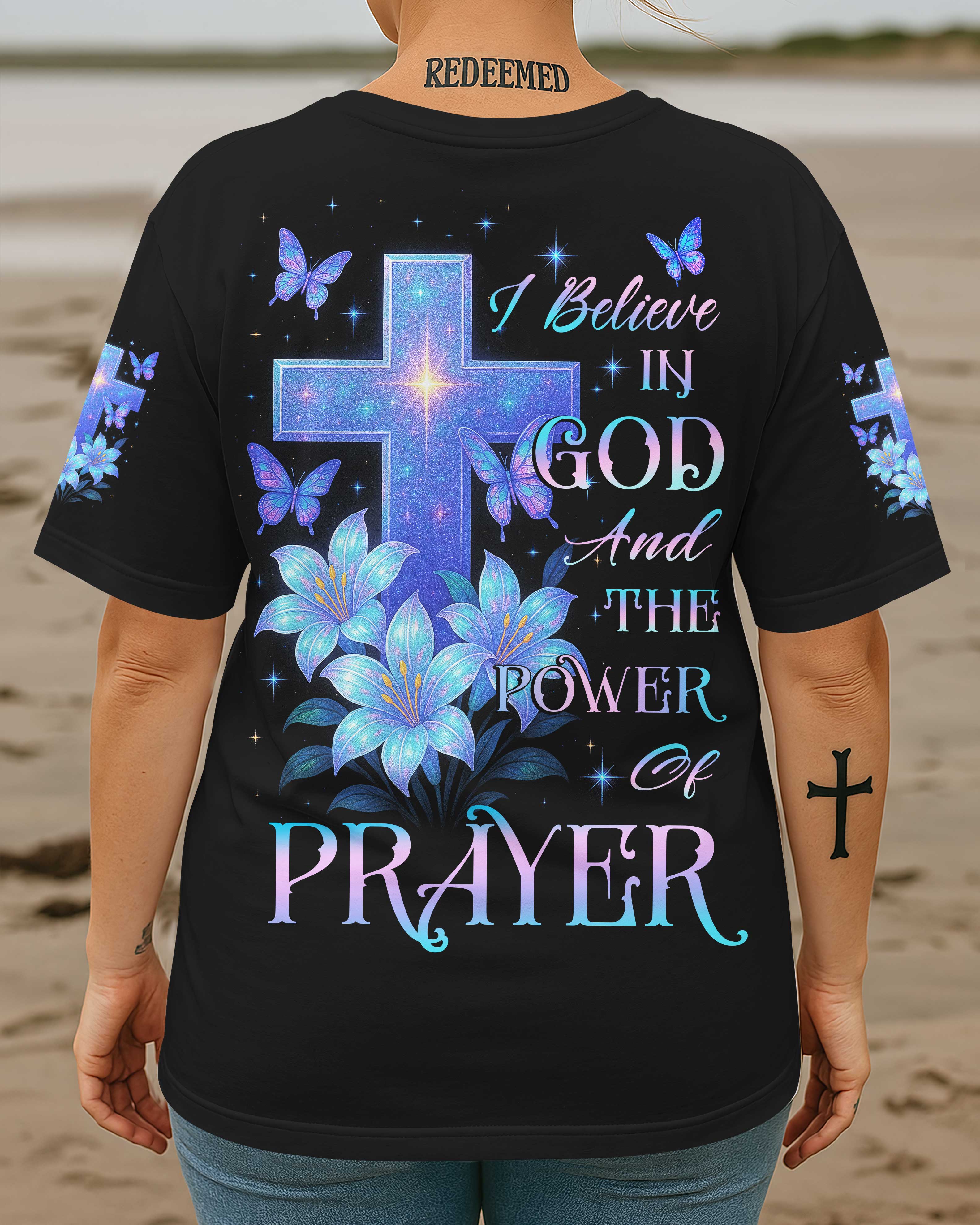 I Believe In God And The Power Of Prayer All Over Print T-Shirt