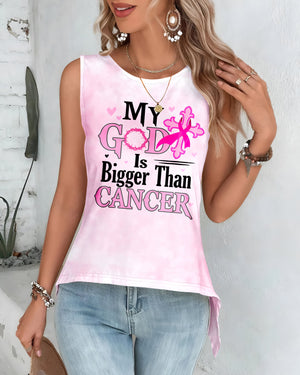 My God Is Bigger Than Cancer All Over Print Crop Out Wrap Back Tank Top