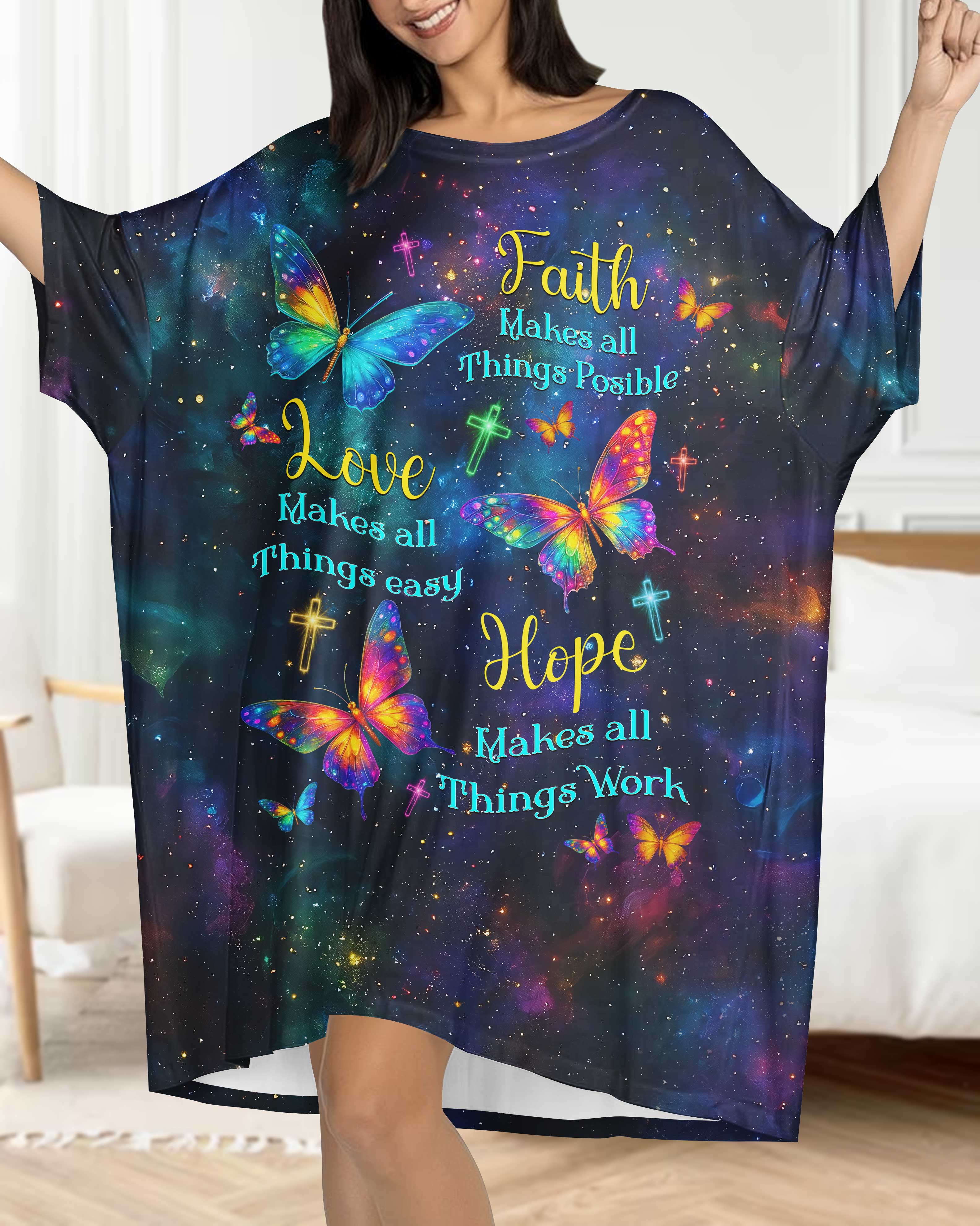 Faith Love Hope All Over Print Sleep Tee