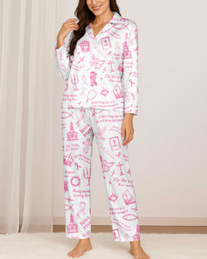 My God Is Bigger Than Cancer Button Pajamas