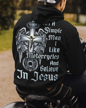 I Am A Simple Man I Like Motorcycles And Believe In Jesus Hoodie