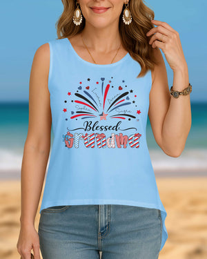 Blessed Grandma Crop Out Wrap Back Tank Top
