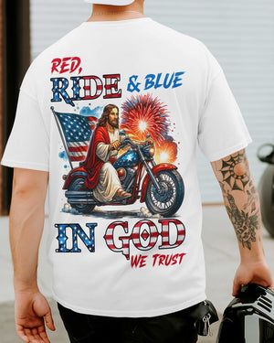 Red Ride And Blue All Over Print T-Shirt