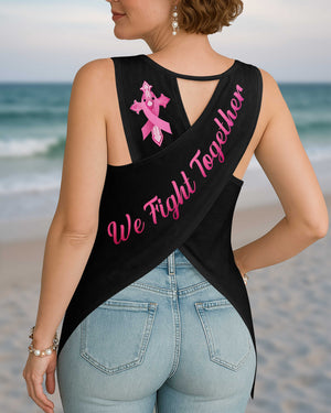 We Fight Together Crop Out Wrap Back Tank Top
