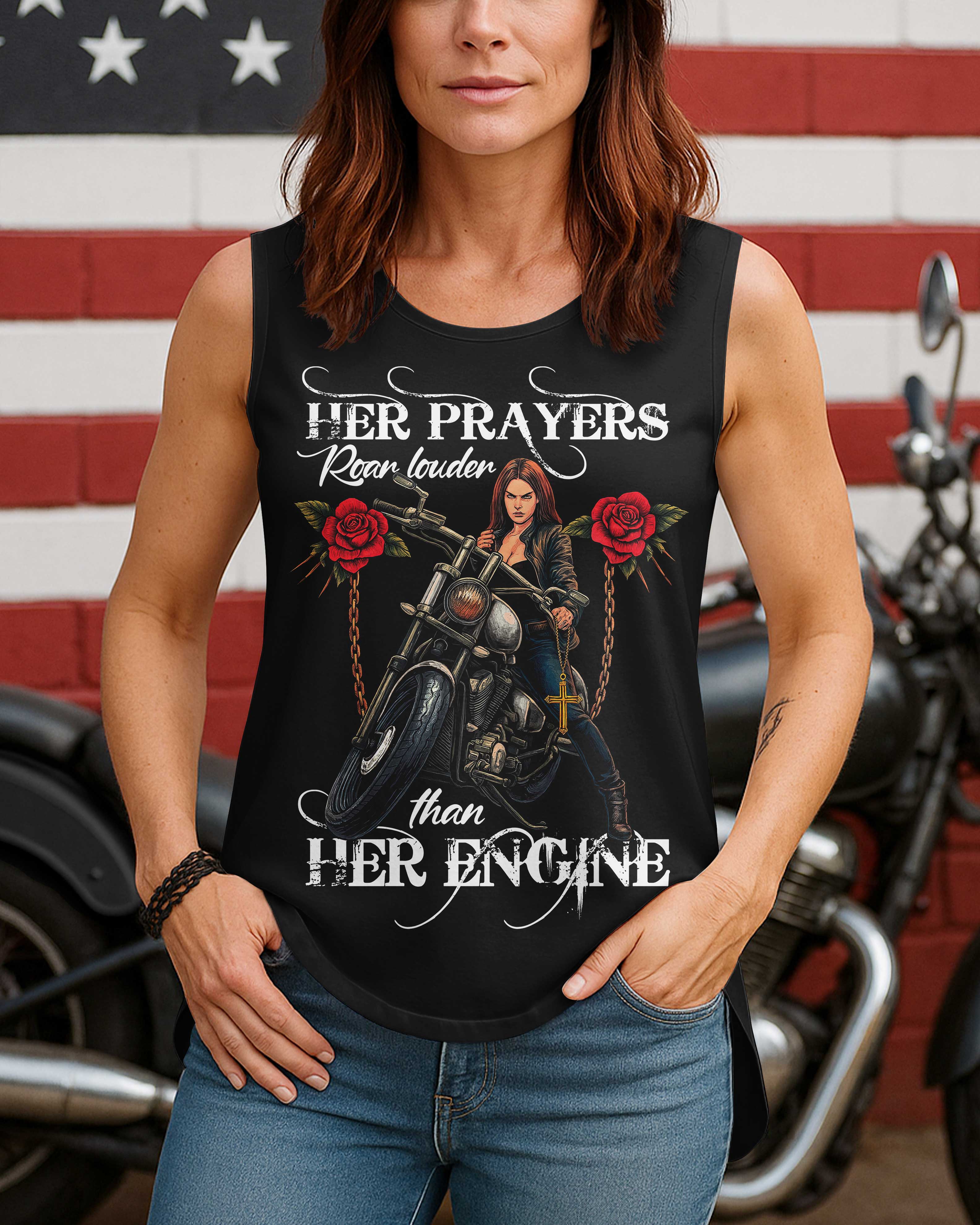 Her Prayers Roar Louder Cut Out Wrap Back Tank Top