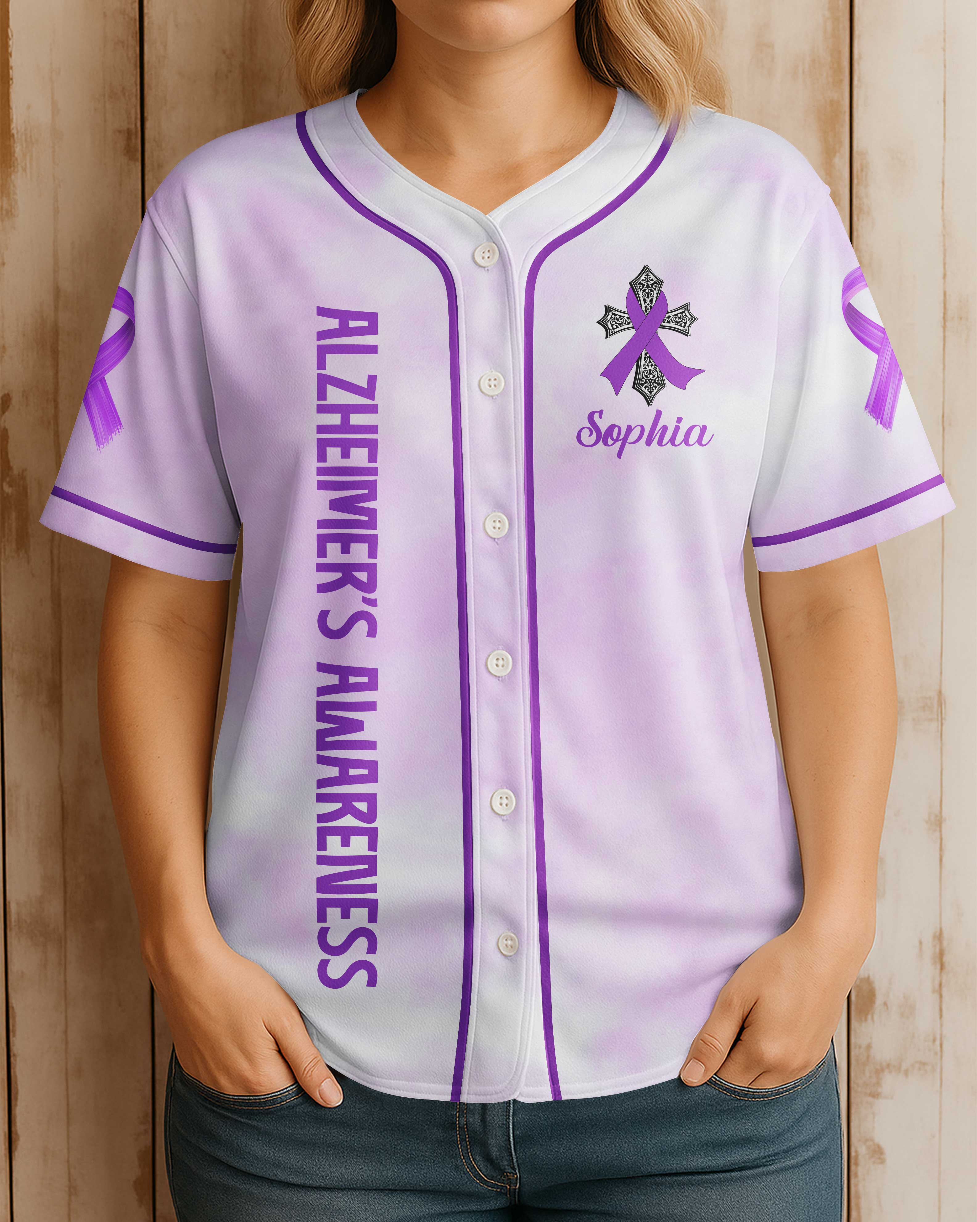 Let Your Faith Be Bigger Than Your Fear Alzheimer's Awareness All Over Print Jersey
