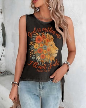 God Is Within Me I'll Not Fail Psalm Crop Out Wrap Back Tank Top