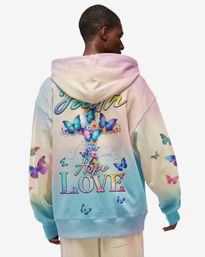 Butterfly Faith Hope Love All Over Print Zip Hoodie