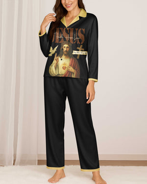 Jesus Faith Hope Pray More Worry Less Lightweight Button Pajamas