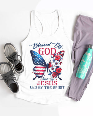 Blessed By God Loved By Jesus All Over Print Racerback Tank Top