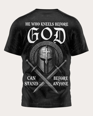 He Who Kneels Before God Can Stand Before Anyone All Over Print T-Shirt