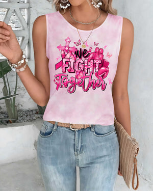 We Fight Together Crop Out Wrap Back Tank Top