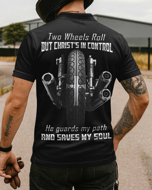Two Wheels Roll But Christ's In Control All Over Print Polo