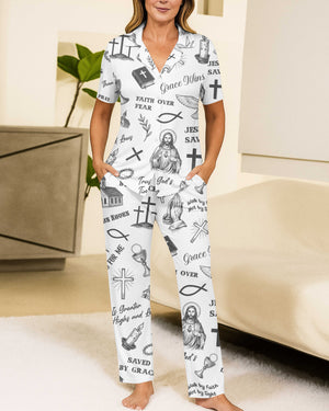 Jesus Saves Button Pajamas