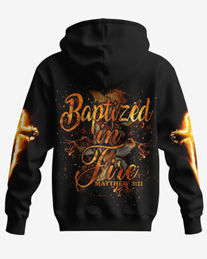 Baptized In Fire All Over Print Zip Hoodie