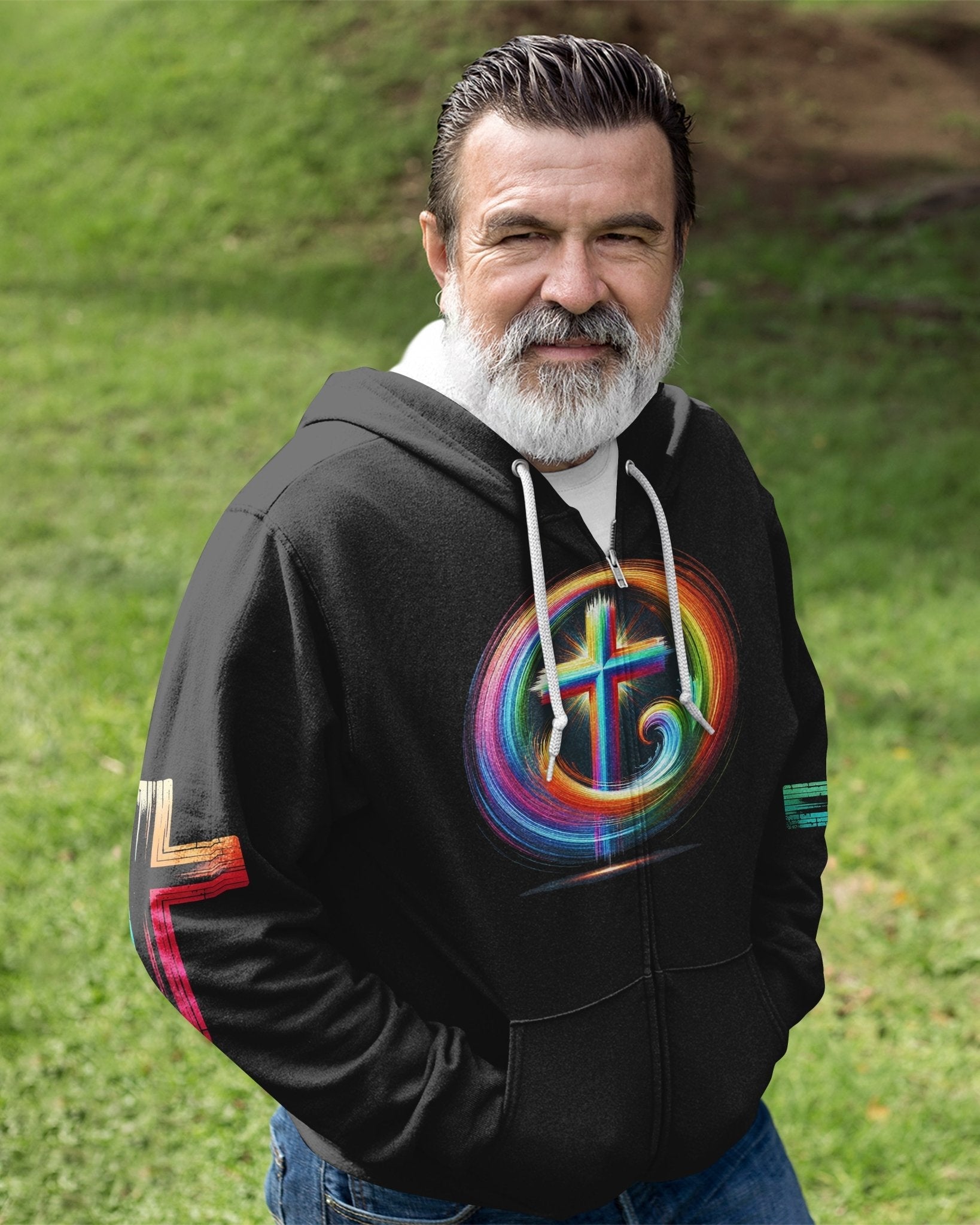 Rooted In Christ Jesus Is Light All Over Print Zip Hoodie