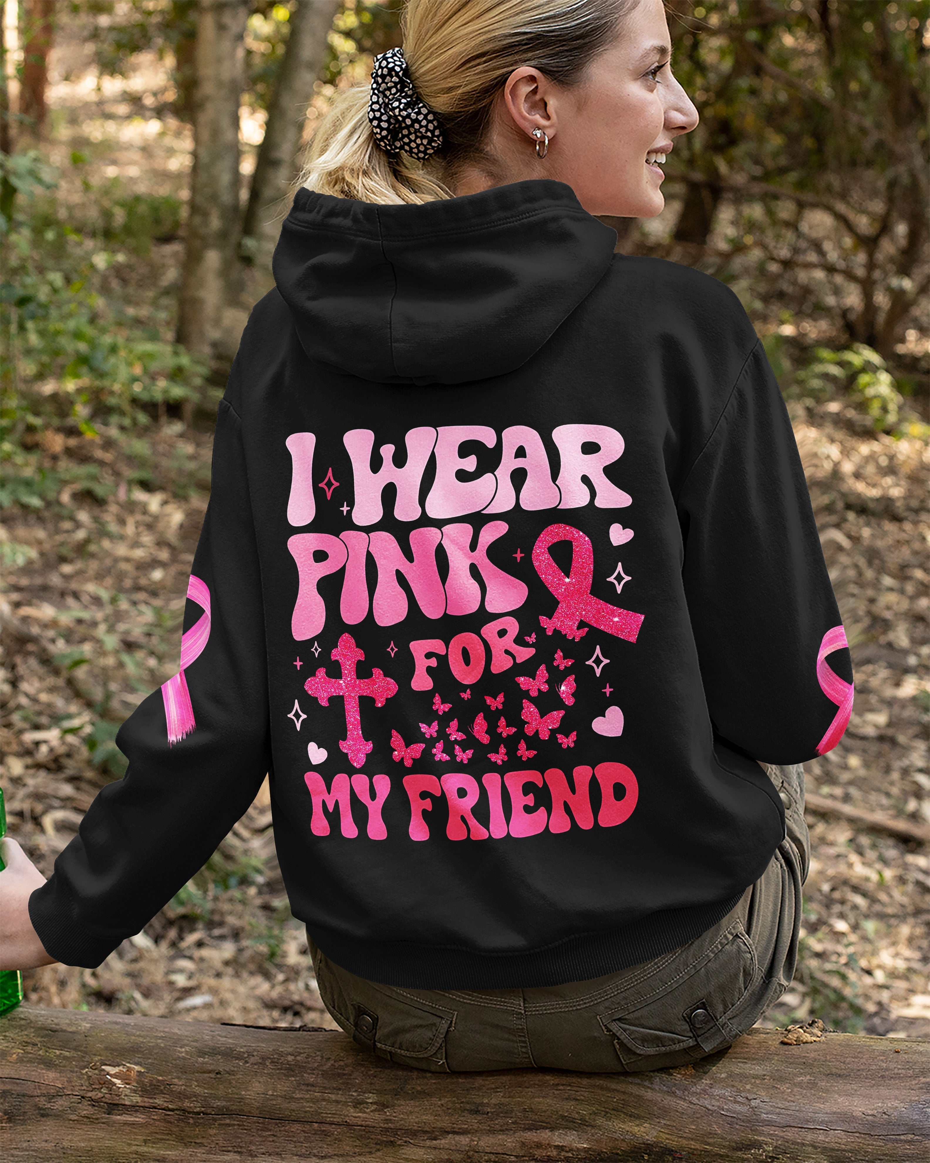 I Wear Pink For My Friend Hoodie Breast Cancer