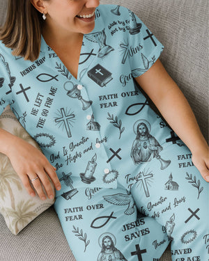 Jesus Saves Button Pajamas