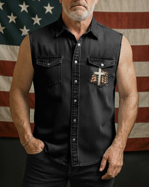 I'm A Soldier Sleevesless Denim Shirt