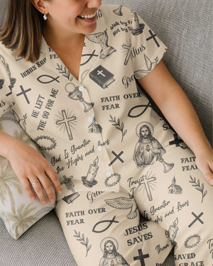 Jesus Saves Button Pajamas