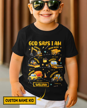 God Says I Am Boys Truck T-Shirt Kid