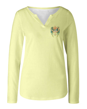 I Can Do All Things Faith Through Christ V-neck Long Sleeves Shirt