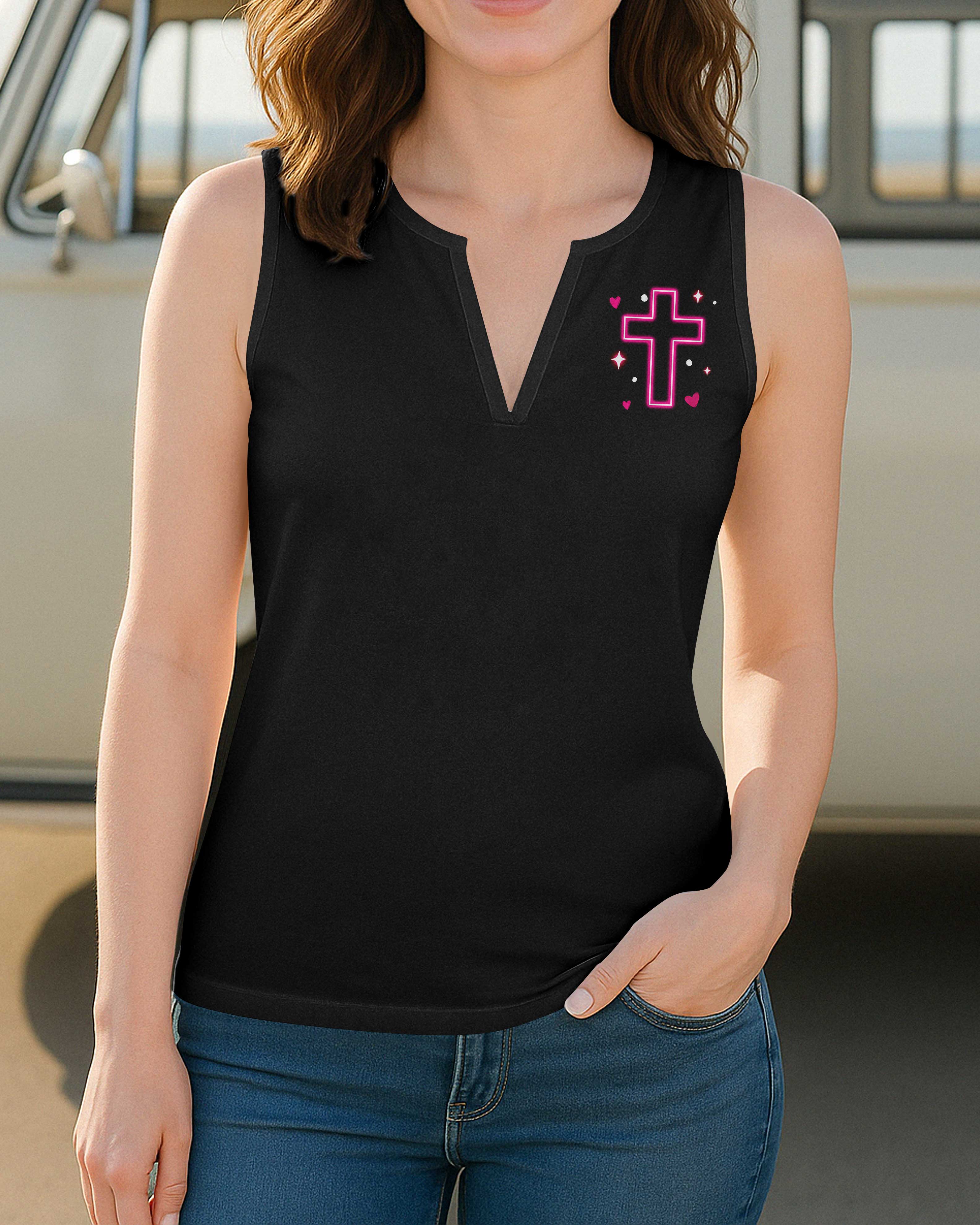 God Says I Am Brave All Over Print V-neck Tank Top