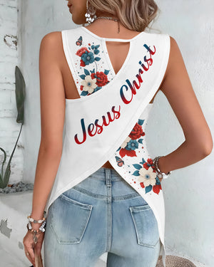 I Can Do All Things Through Christ All Over Print Cut Out Wrap Back Tank Top