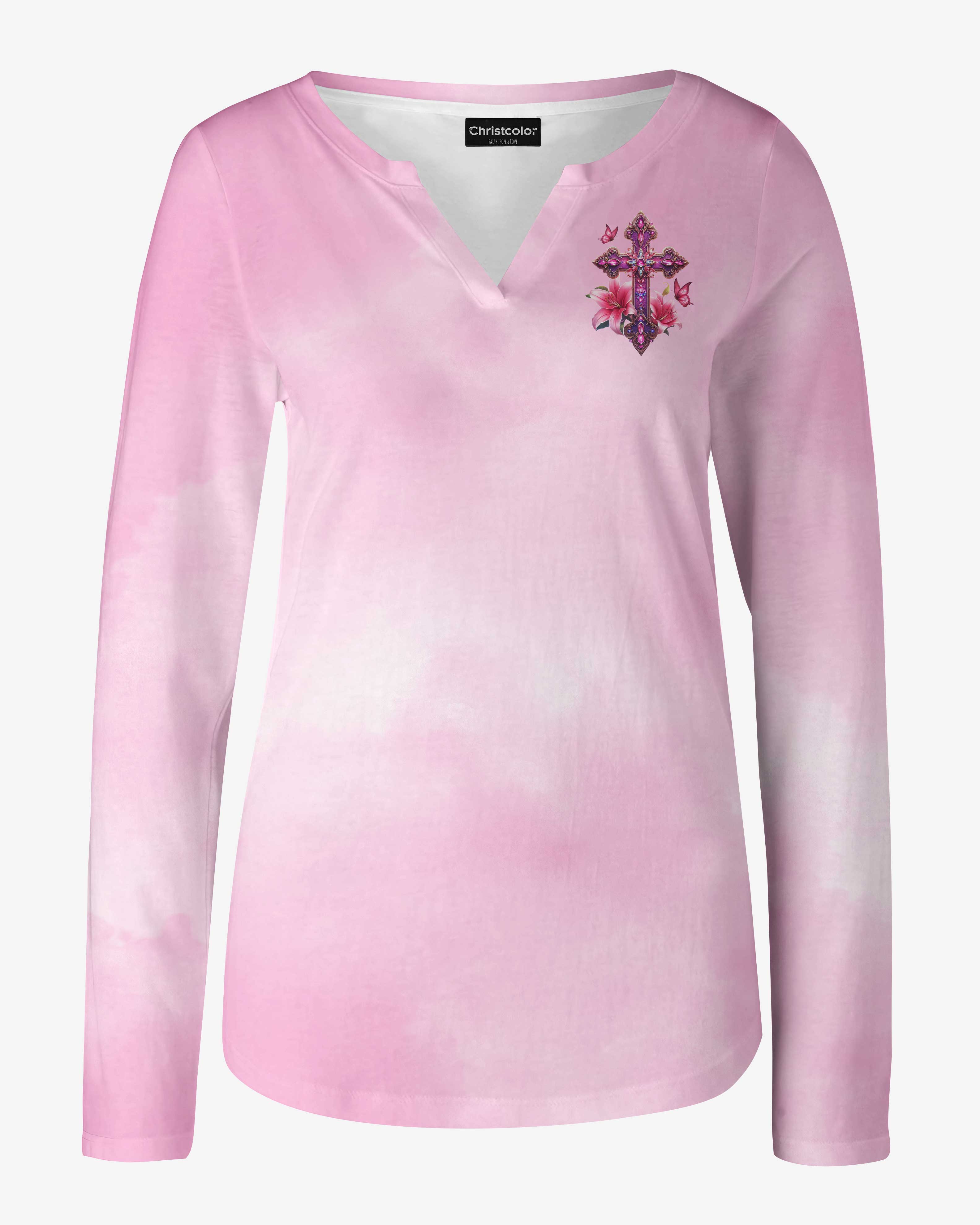 Prayer Is The Best Armor Against All Trials All Over Print V-neck Long Sleeves Shirt