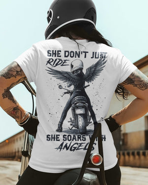 She Don't Just Ride She Soars With Angels All Over Print T-Shirt
