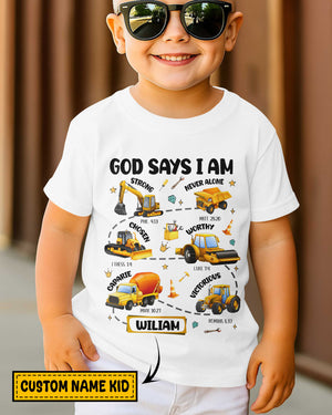 God Says I Am Boys Truck T-Shirt Kid