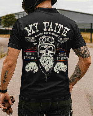 My Faith Is Louder Than My Exhaust All Over Print Polo