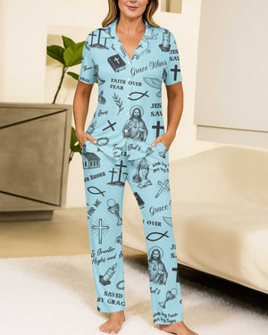 Jesus Saves Button Pajamas