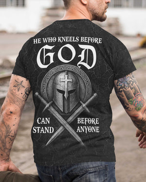 He Who Kneels Before God Can Stand Before Anyone All Over Print T-Shirt