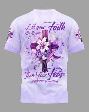 Let Your Faith Be Bigger Than Your Fear Alzheimer Awareness All Over Print T-Shirt